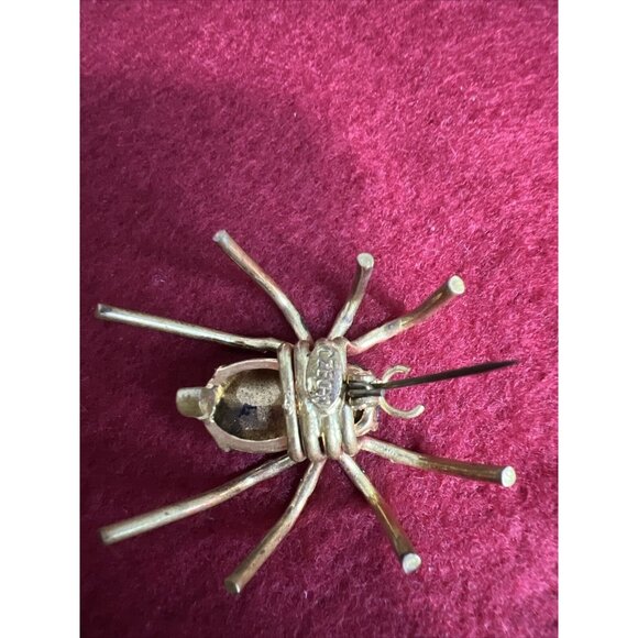 RARE Antique Victorian CZECHO Stamped Gold Filled Ornate European Spider Brooch - Picture 4 of 9